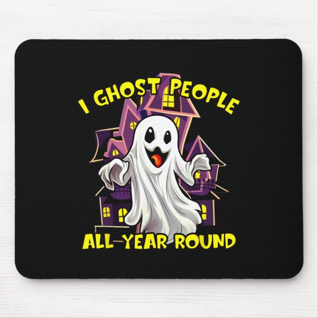Halloween Ghost People hela året, rund fjony Ghost Musmatta (Framsidan)