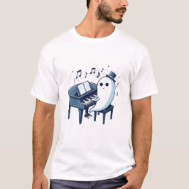 Halloween Ghost Piano Cute Spooky Music Älskare Ar T Shirt