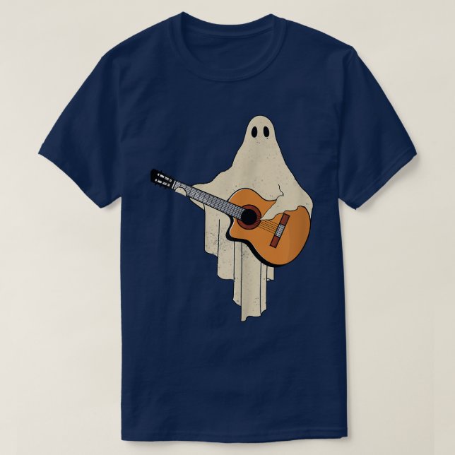Halloween Ghost Play Guitar roligt 1565 T Shirt (Design framsida)