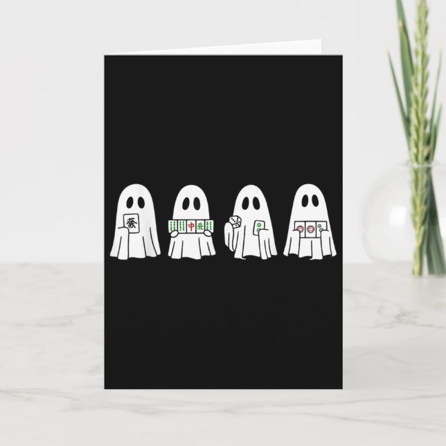 Halloween Ghost Playing Mahjong Soky Season Game D Kort (Framsida)