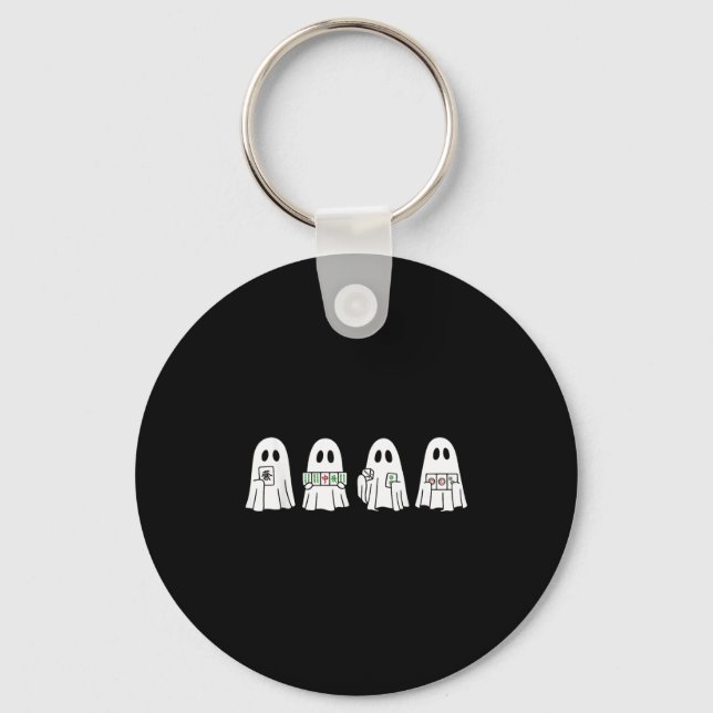 Halloween Ghost Playing Mahjong Soky Season Game D Nyckelring (Framsida)
