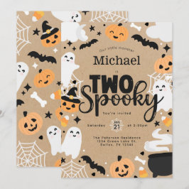Halloween Ghost Pumpkin 2nd Birthday Party Inbjudningar