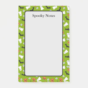 Halloween Ghost Pumpkin Fladdermus Grönt Lime Stic Post-it Block