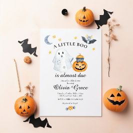 Halloween Ghost Pumpkin Little Boo Baby Shower Inv Inbjudningar