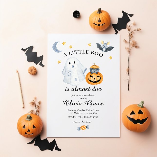 Halloween Ghost Pumpkin Little Boo Baby Shower Inv Inbjudningar (Skapare uppladdad)