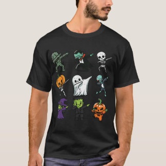 Halloween Ghost Pumpkin Skeleton Dab Costume Boys T Shirt