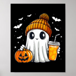 Halloween Ghost Pumpkin Spice Latte Autumn Fall Co Poster