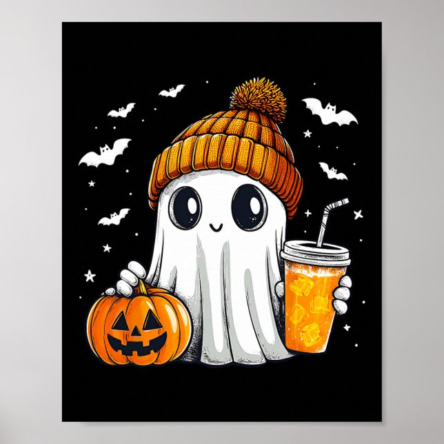 Halloween Ghost Pumpkin Spice Latte Autumn Fall Co Poster (Framsidan)