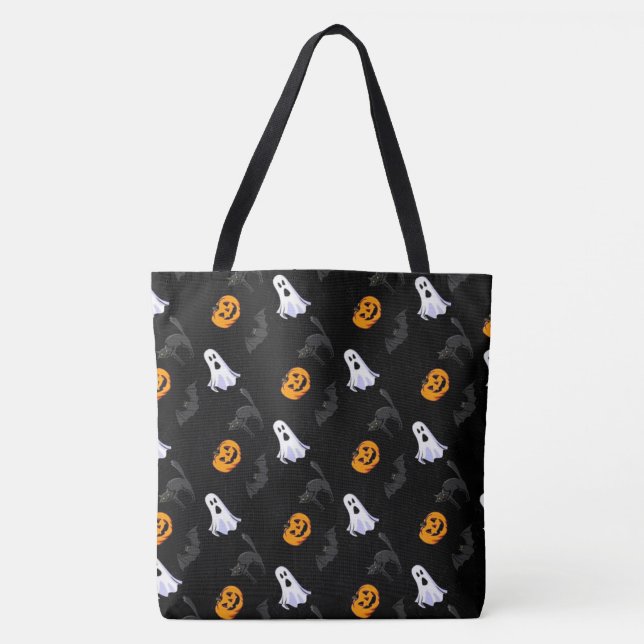 Halloween Ghost, Pumpkins och Svarta katter Tygkasse (Framsida)