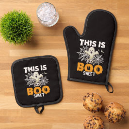 Halloween Ghost Pun Oven Mitt och Pot Holder