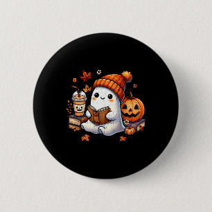Halloween Ghost Reading Bok Älskare Cute Ghost Cof Knapp