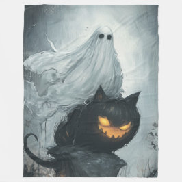 Halloween Ghost Riding a Black Fleecefilt