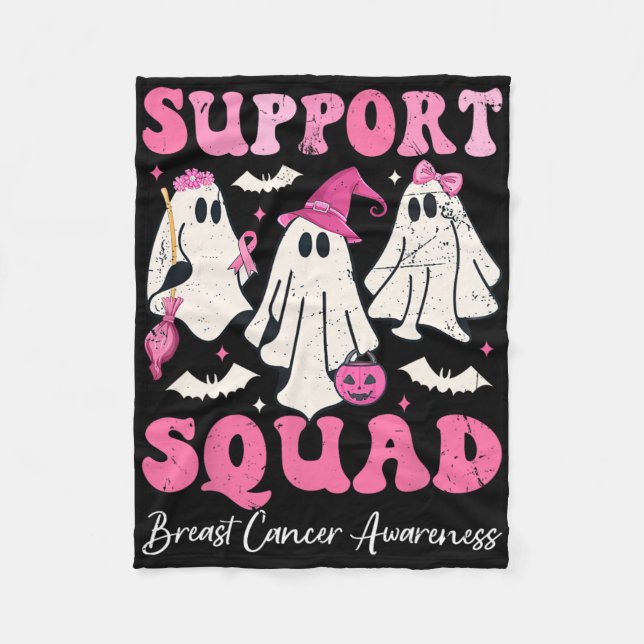 Halloween Ghost Rosa Witch Hat Support Squad Breas Fleecefilt (Framsidan)