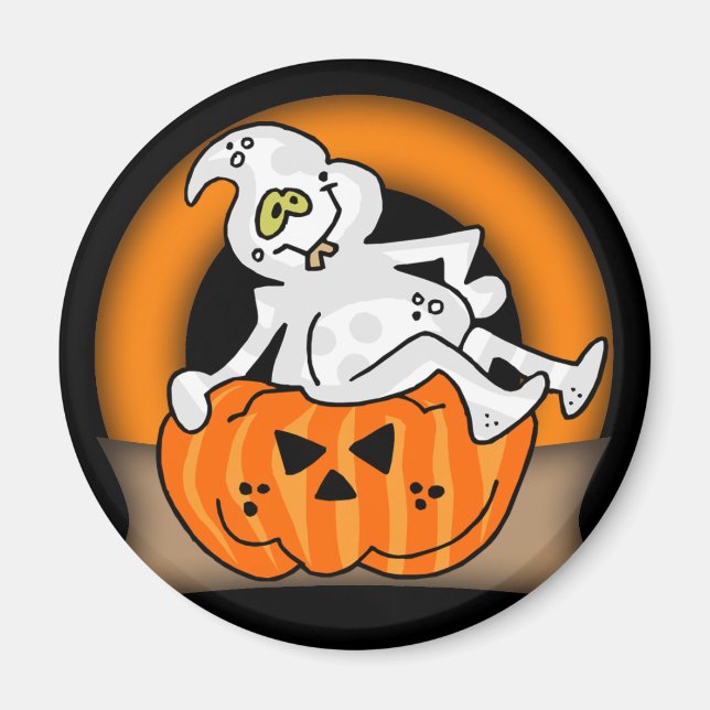 Halloween Ghost Round Magnet (Framsidan)