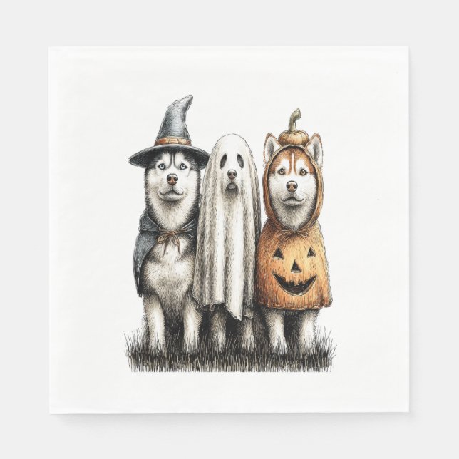 Halloween Ghost Siberian husky Hund Pappersservett (Framsidan)