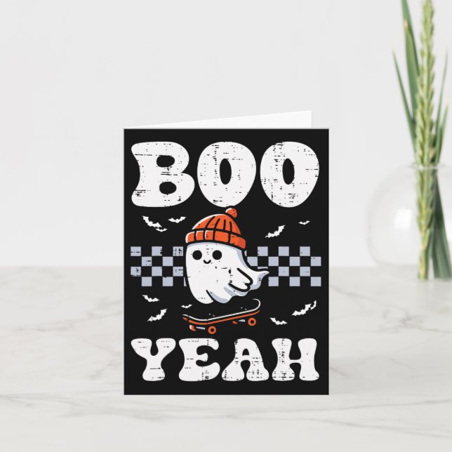 Halloween Ghost Skateboard Boo Ja Costume Boys K Kort (Framsida)