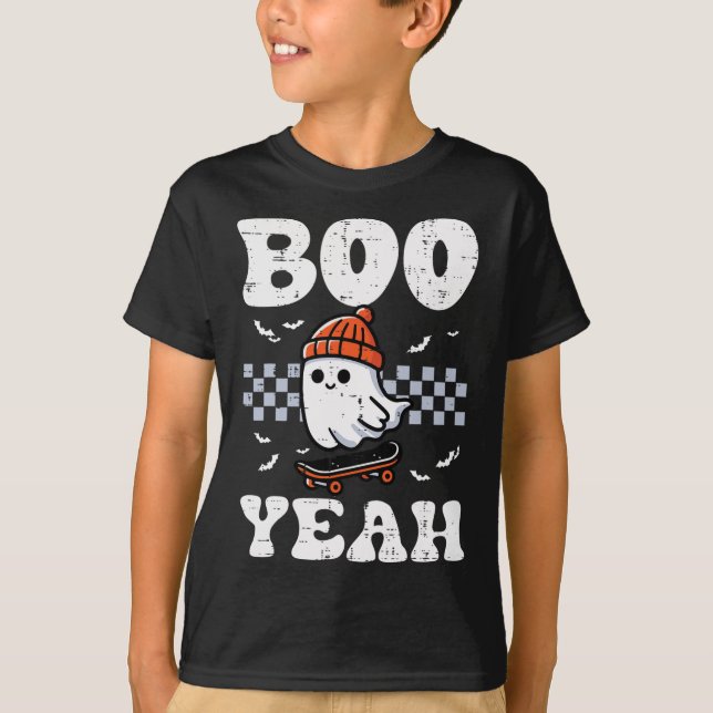 Halloween Ghost Skateboard Boo Ja Costume Boys K T Shirt (Framsida)