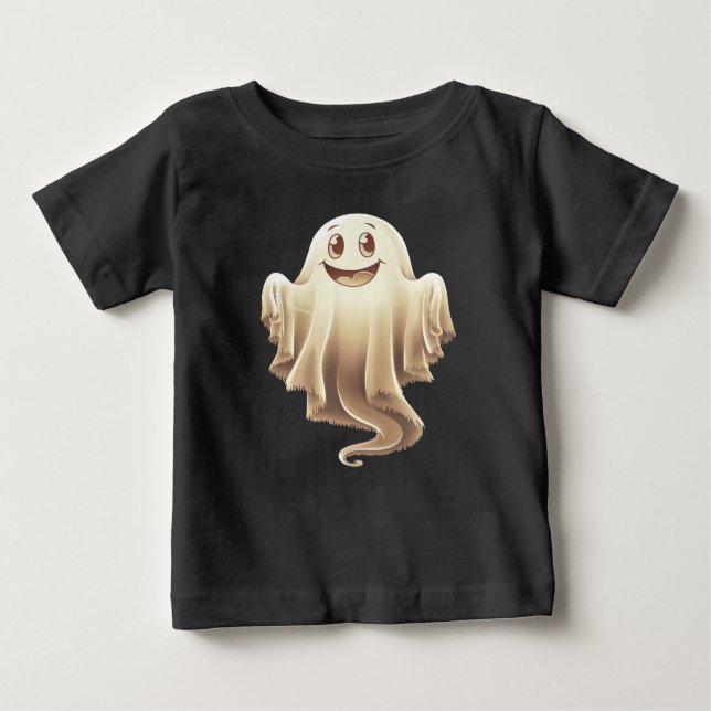 Halloween Ghost Smiling T Shirt (Framsida)