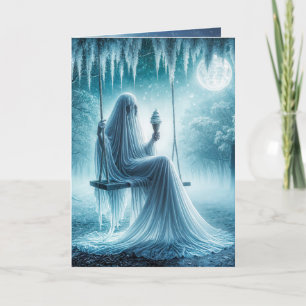 Halloween Ghost som äter en iskrämskon Kort