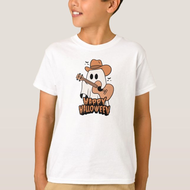 Halloween | Ghost Spela Guitar | Halloween 2024 T Shirt (Framsida)