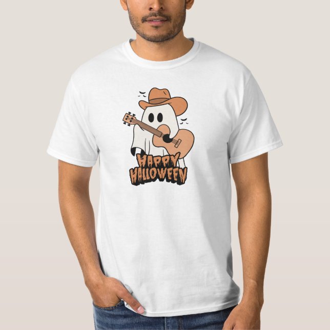 Halloween | Ghost Spela Guitar | Halloween 2024 T Shirt (Framsida)