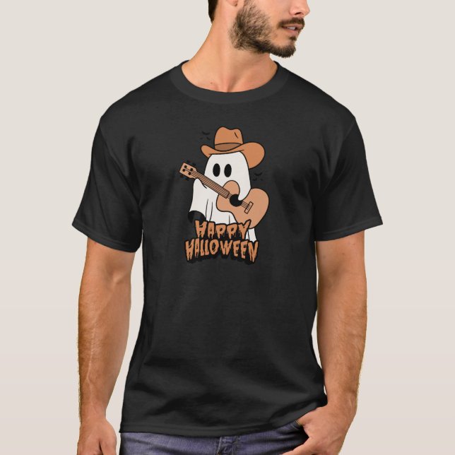 Halloween | Ghost Spela Guitar | Halloween 2024 T Shirt (Framsida)