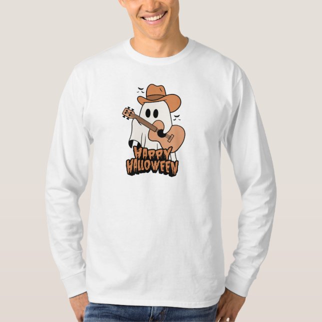 Halloween | Ghost Spela Guitar | Halloween 2024 T Shirt (Framsida)