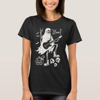 Halloween Ghost Spelar Guitar T Shirt