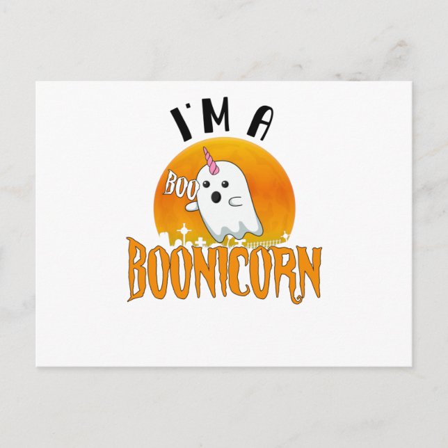 Halloween Ghost Spirit Boonicorn Unicorn Vykort (Framsida)