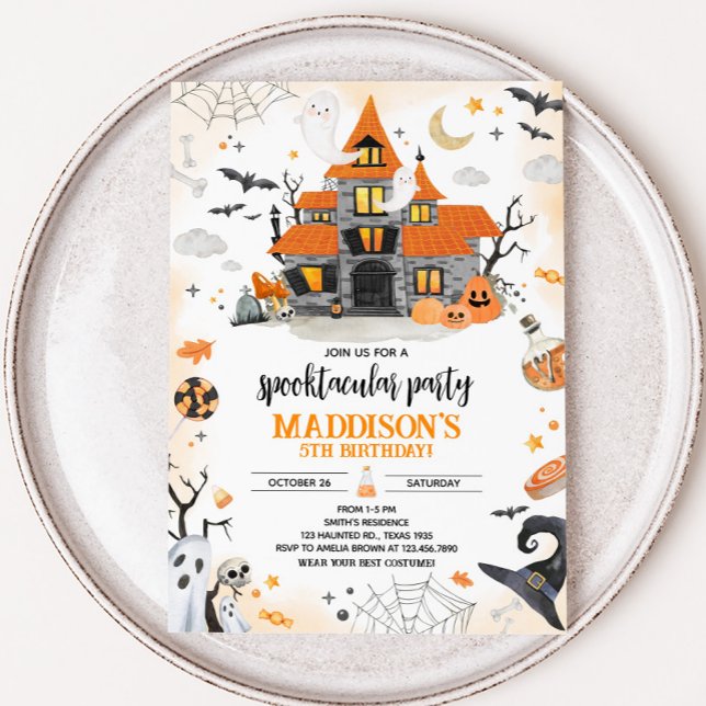 Halloween Ghost Spooktacular Födelsedagsfest Inbjudningar (Ghost Halloween Spooktacular Party Invitation)