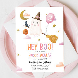 Halloween Ghost Spooktacular Hej Boo Girl Birthday Inbjudningar