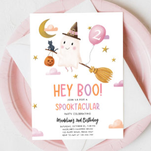 Halloween Ghost Spooktacular Hej Boo Girl Birthday Inbjudningar