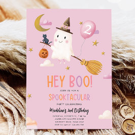 Halloween Ghost Spooktacular Hej Boo Girl Birthday Inbjudningar