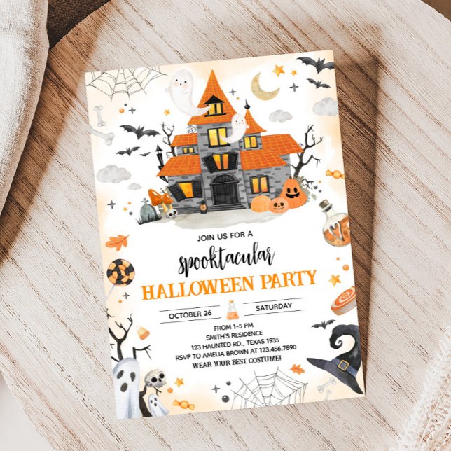 Halloween Ghost Spooktacular Party Inbjudningar (Ghost Halloween Spooktacular Party Invitation)
