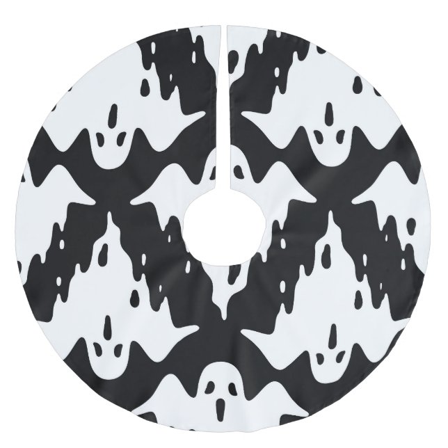 Halloween Ghost Spooky Seamless Mönster Julgransmatta Borstad Polyester (Framsidan)