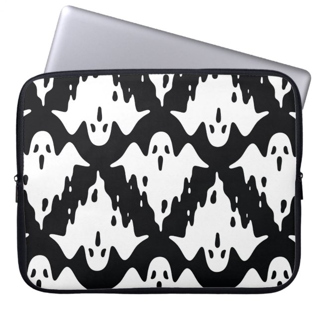 Halloween Ghost Spooky Seamless Mönster Laptop Fodral (Framsidan)