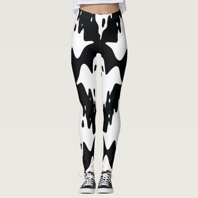 Halloween Ghost Spooky Seamless Mönster Leggings (Framsida)