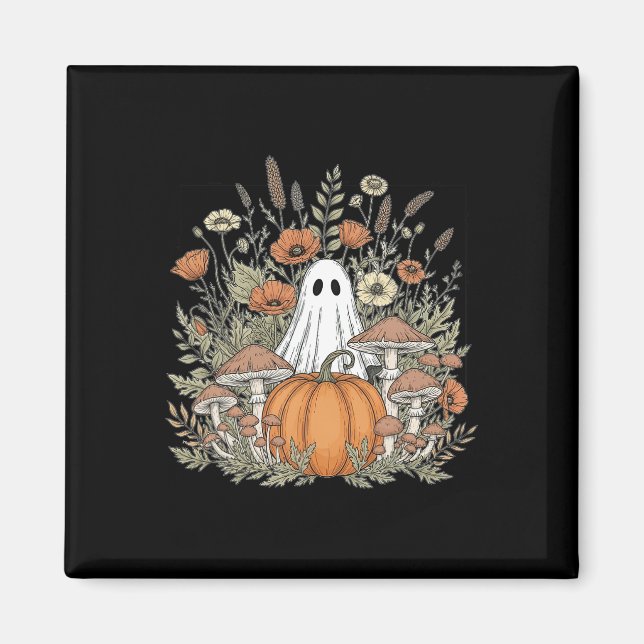 Halloween Ghost Spooky Season Retro Boho Blommigt  Magnet (Framsidan)