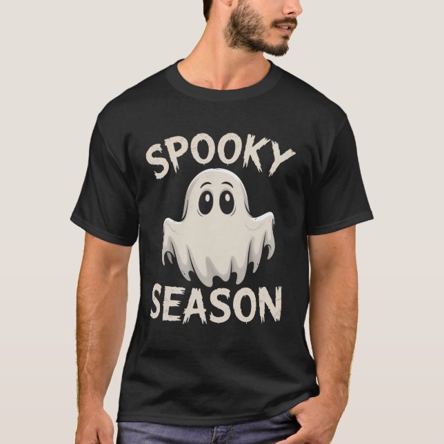 Halloween Ghost Spooky Season T Shirt (Framsida)