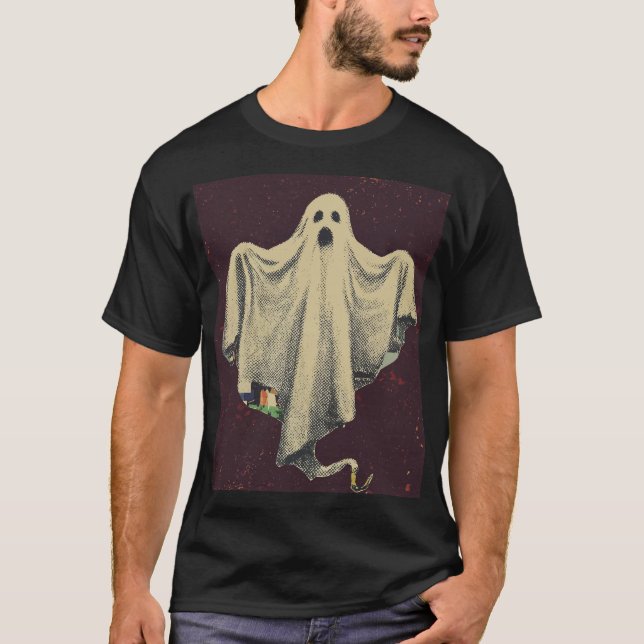 Halloween Ghost Spooky Spirit  T Shirt (Framsida)