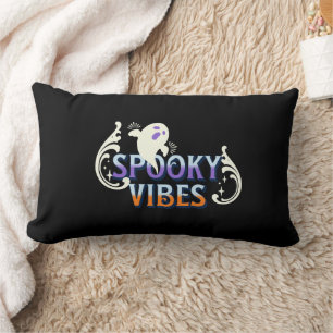 Halloween Ghost Spooky Vibes Typography Lettering Lumbarkudde