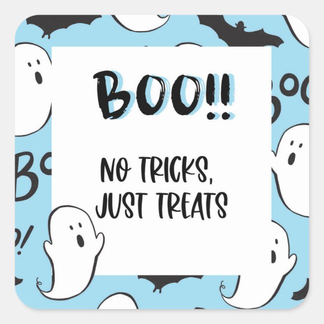 Halloween Ghost Sticker Fyrkantigt Klistermärke (Framsida)