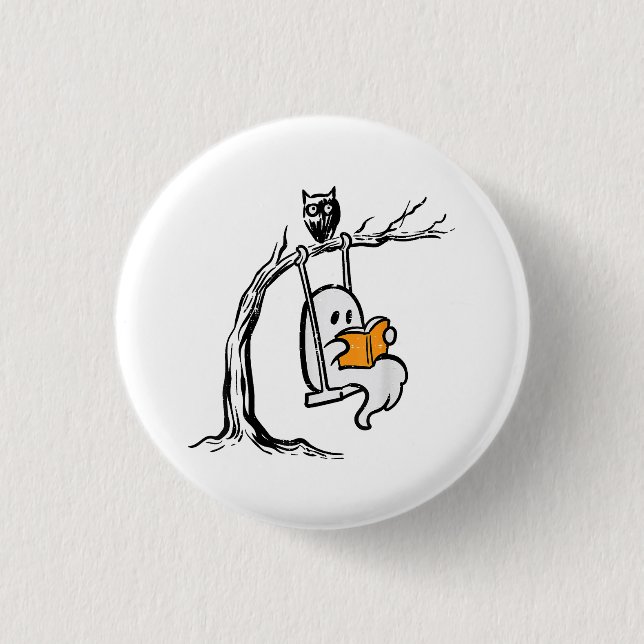 Halloween Ghost Swing Läsning  Knapp (Framsida)