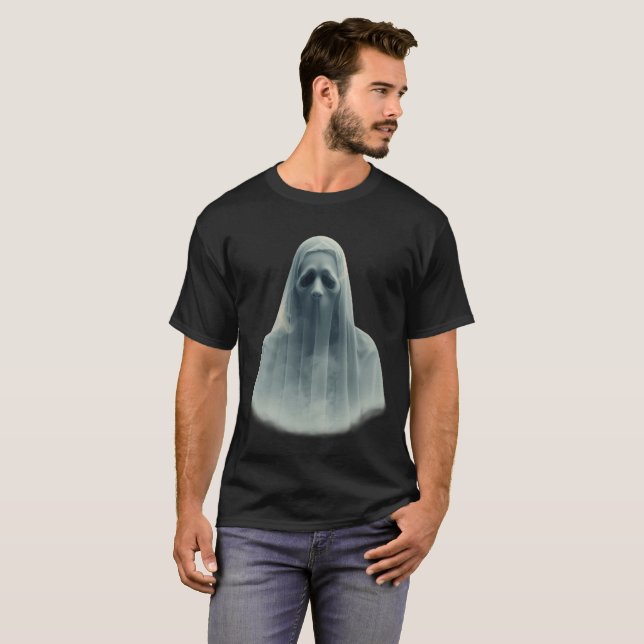 Halloween Ghost T-Shirt - Spooky Roligt Tee (Hel framsida)