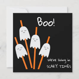 Halloween Ghost Tecknad Black Orange Roligt - plat Kort