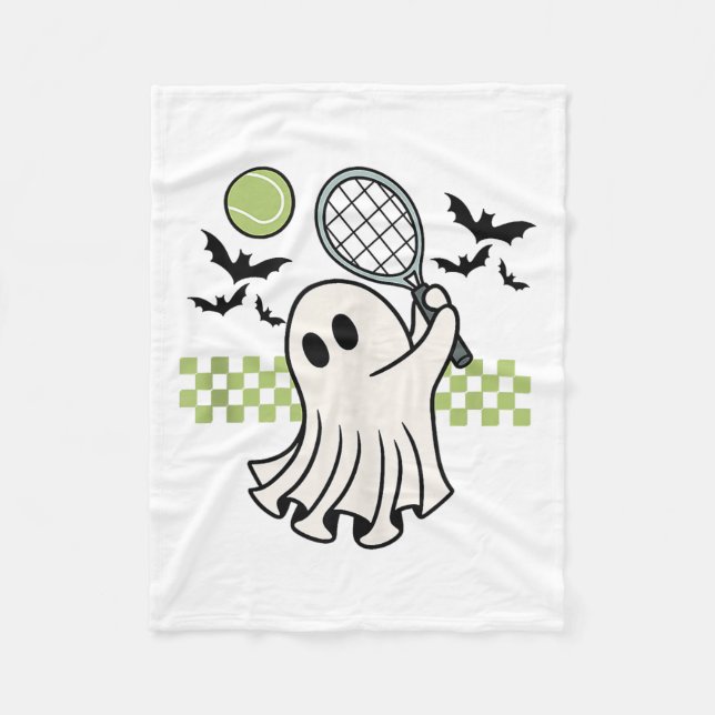 Halloween Ghost Tennis Player Retro Spooky Season Fleecefilt (Framsidan)