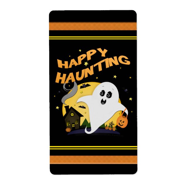 Halloween Ghost Treat Bag-etiketter Fraktsedel (Framsidan)