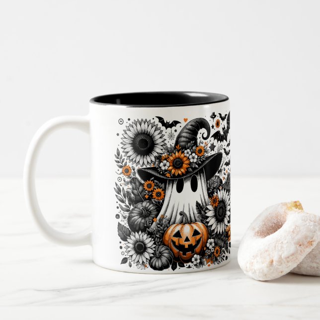 Halloween Ghost Två-Tonad Mugg (Med munk)