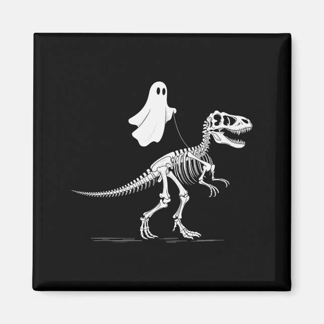 Halloween Ghost Walking Dinosaur Skeleton T Rex Fu Magnet (Framsidan)
