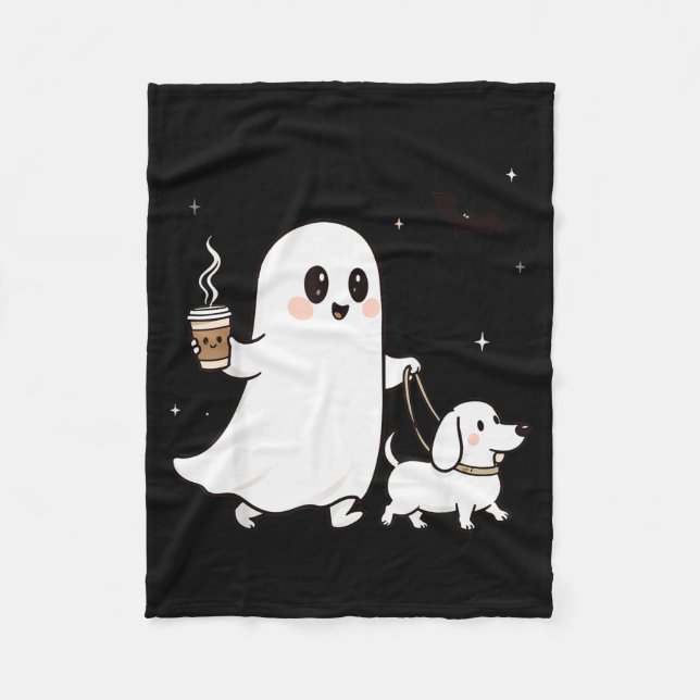 Halloween Ghost Walking Dog Soky Season Halloween  Fleecefilt (Framsidan)